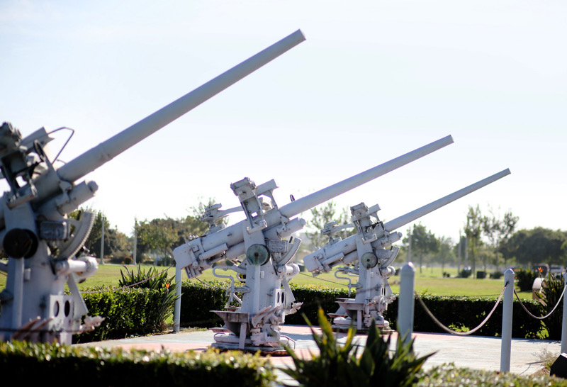 Former Navy 50 caliber guns displayed at the Liberty Station Park