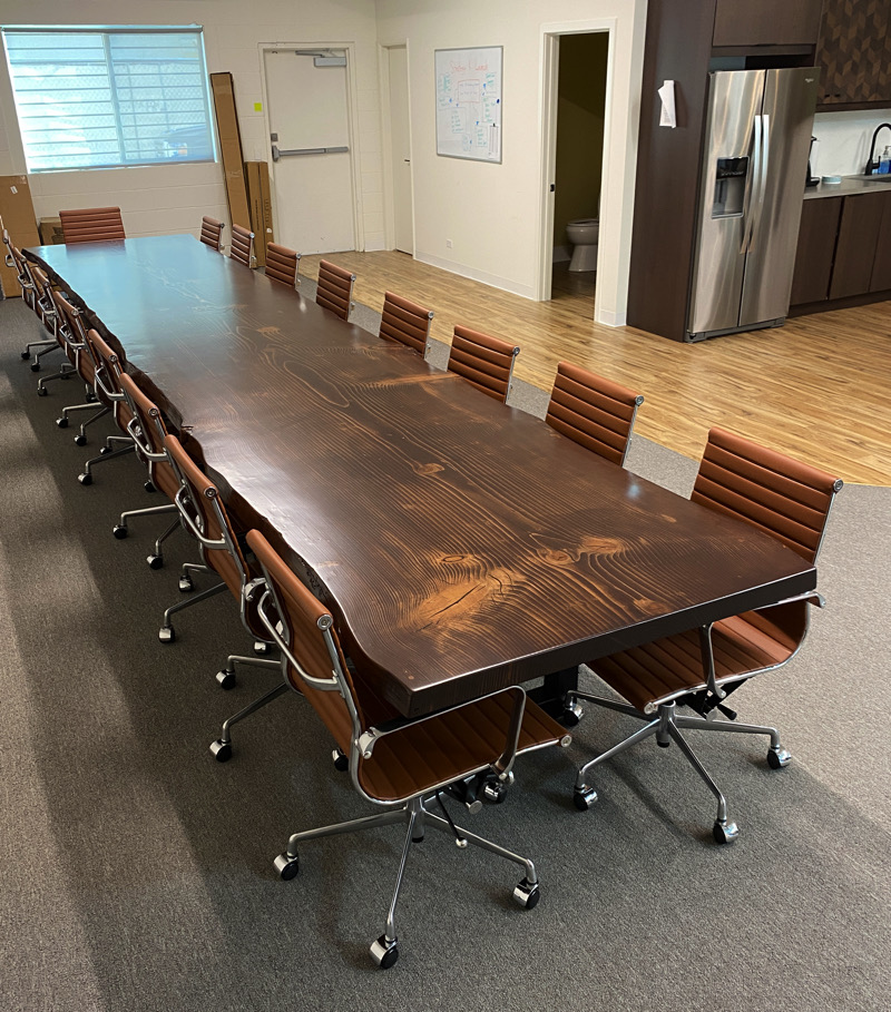 A custom-built conference table