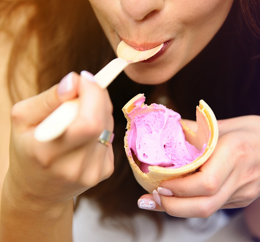 Happy,Girl,Eating,Ice,Cream.